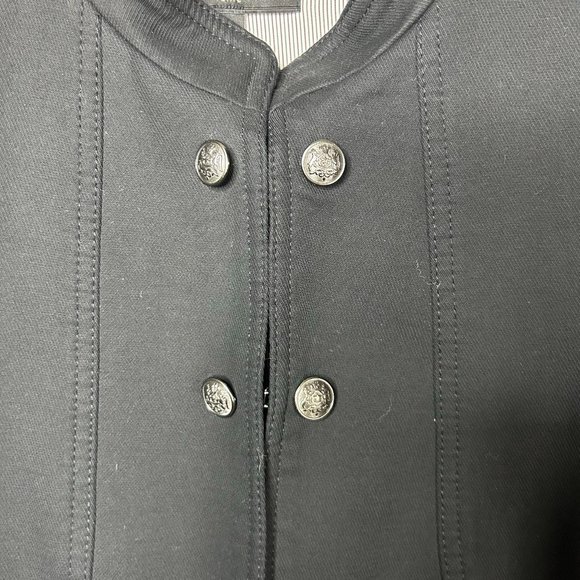Talbots Petite Women's Black Button Up Twill Military Double Button Size 16P - Picture 2 of 7